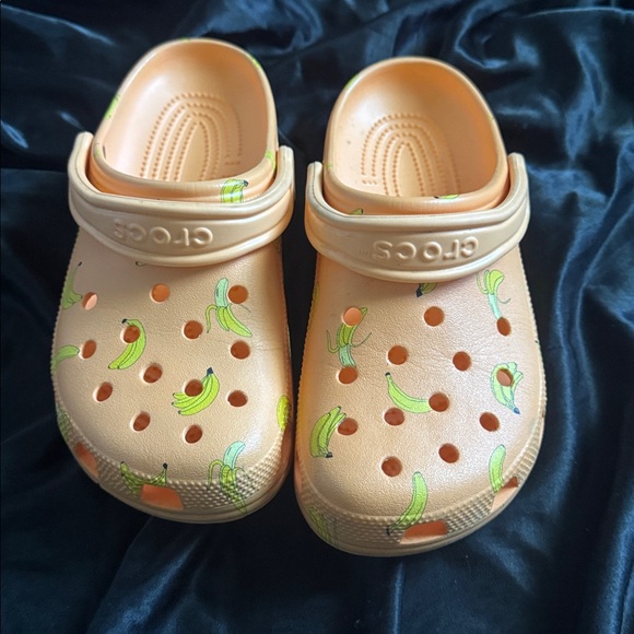 CROCS Shoes - CROCS Beige Clogs with Banana Design